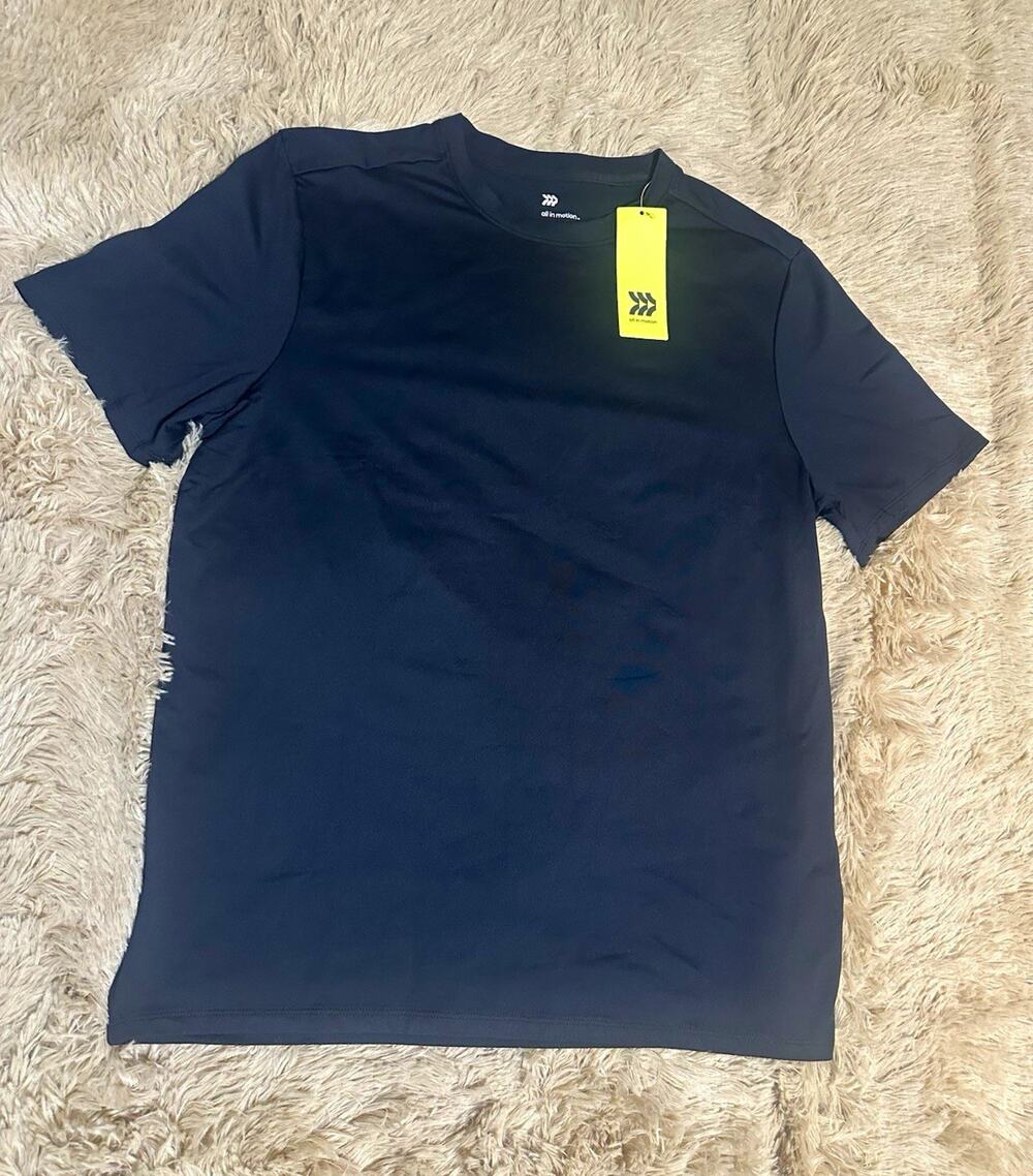 All in Motion Men’s Stretch Crew Neck Short Sleeve T-Shirt S Black Solid